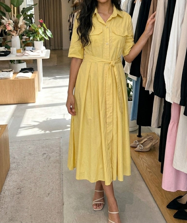Robe-chemise longues avec ceinture