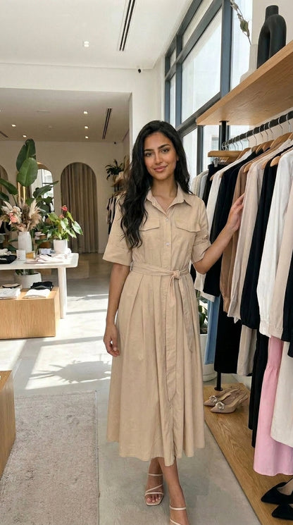 Robe-chemise longues avec ceinture