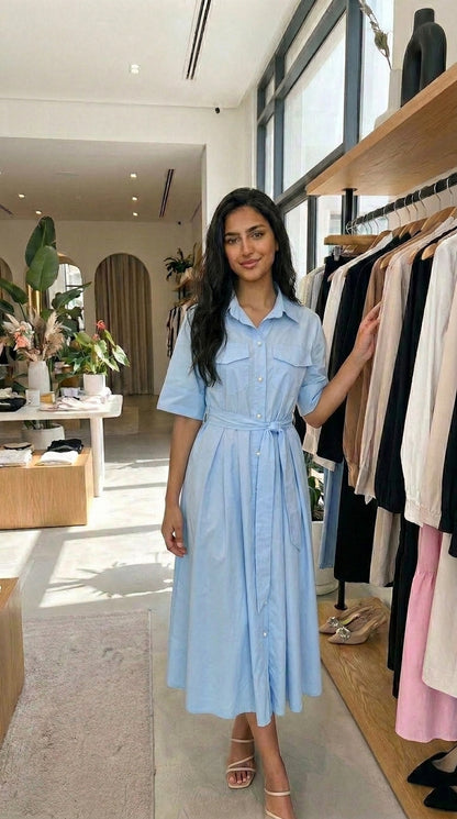 Robe-chemise longues avec ceinture