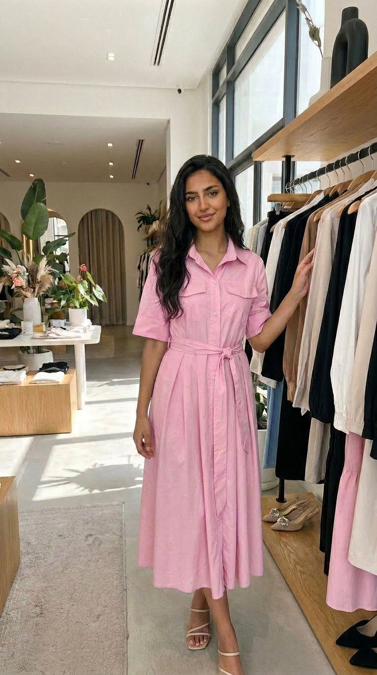 Robe-chemise longues avec ceinture