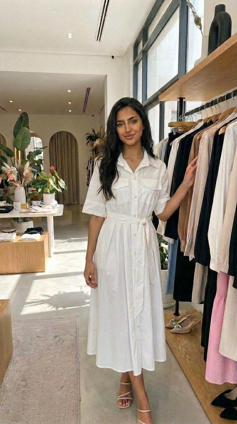 Robe-chemise longues avec ceinture