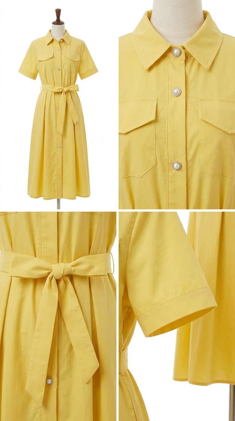 Robe-chemise longues avec ceinture